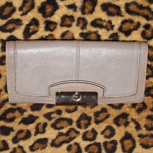 Coach Grey Taupe Embossed Envelope wallet